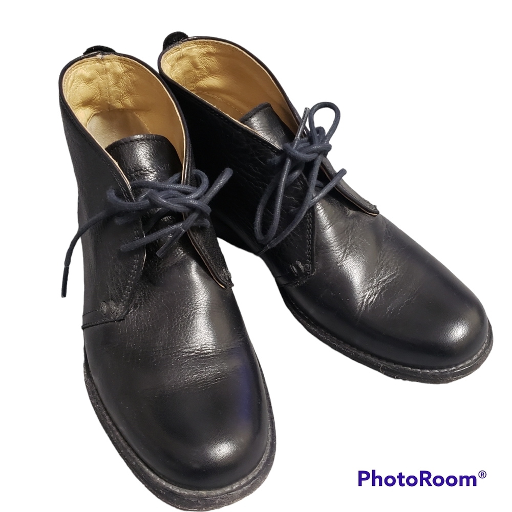 Frye Phillip Chukka Leather Ankle Boots Black Shoes Lace Up Size 6B